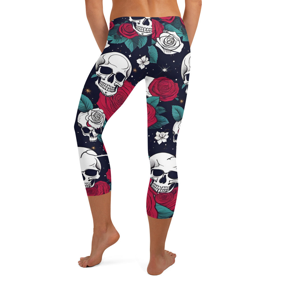 Space Roses n Skulls Capri's