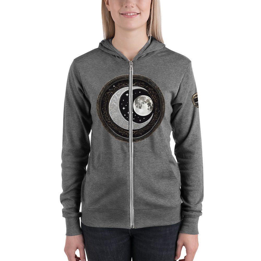 Unisex zip luna wolf hoodie