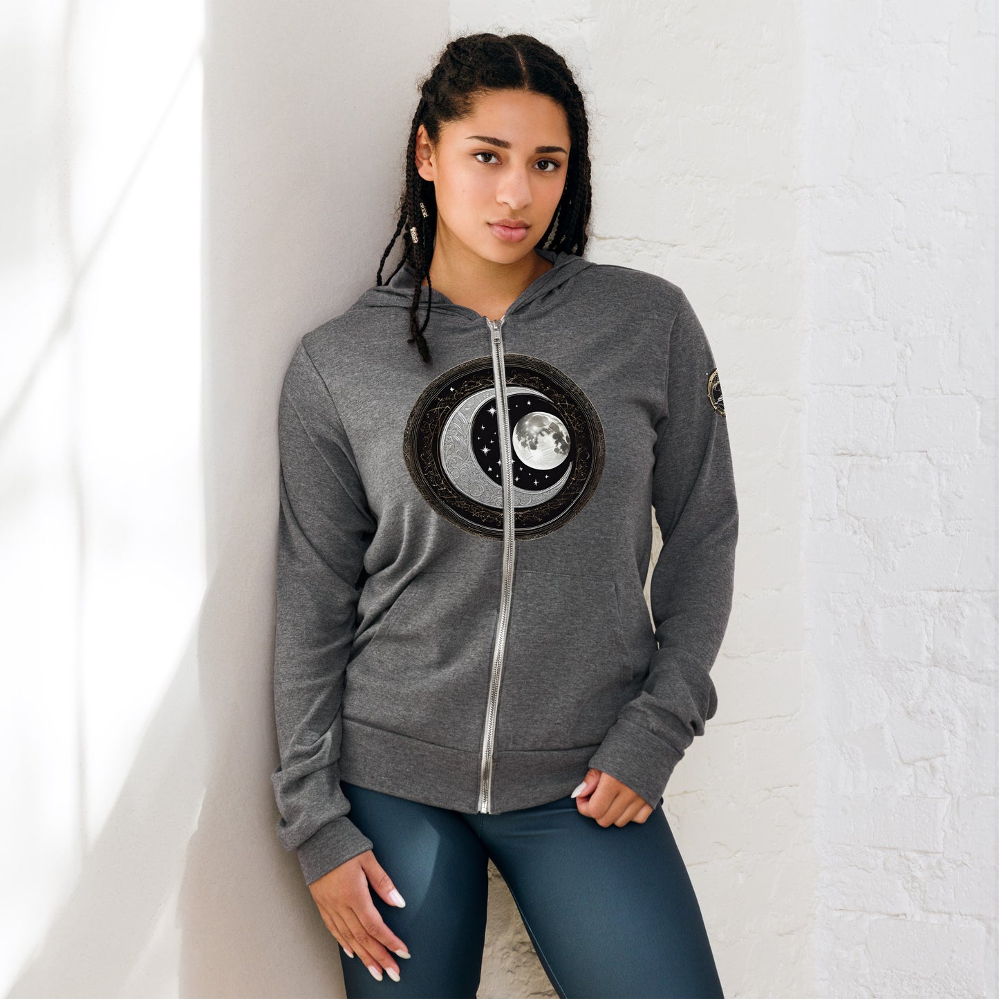 Unisex zip luna wolf hoodie