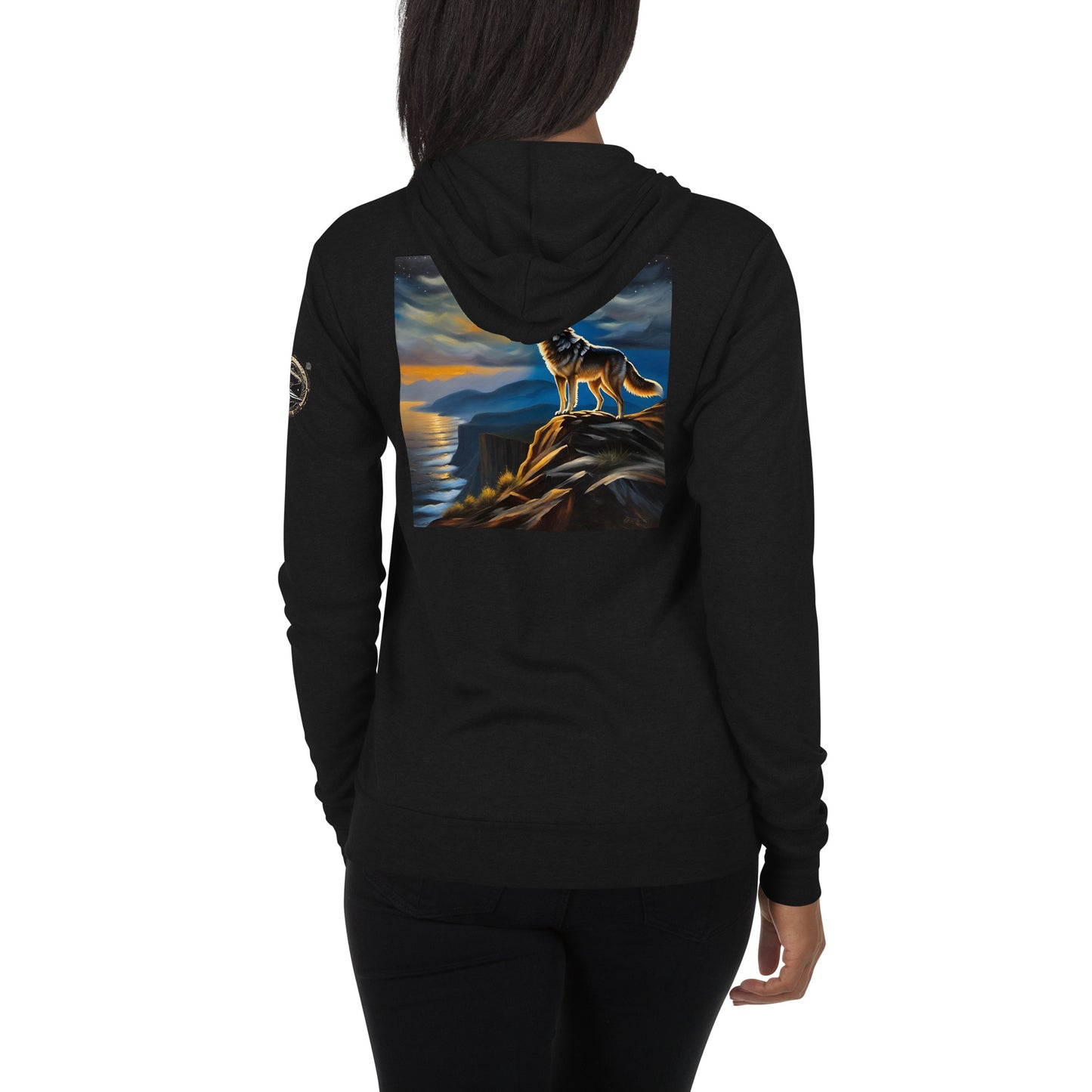 Unisex zip luna wolf hoodie