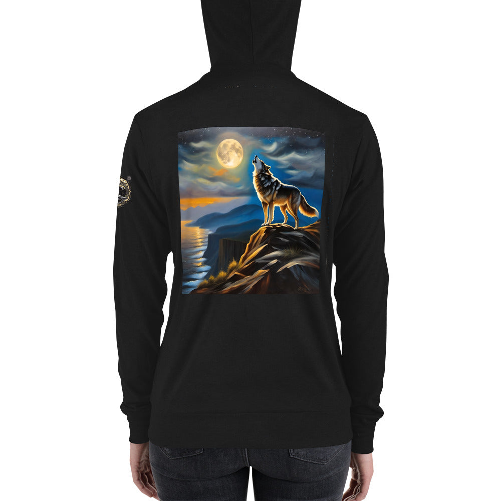 Unisex zip luna wolf hoodie