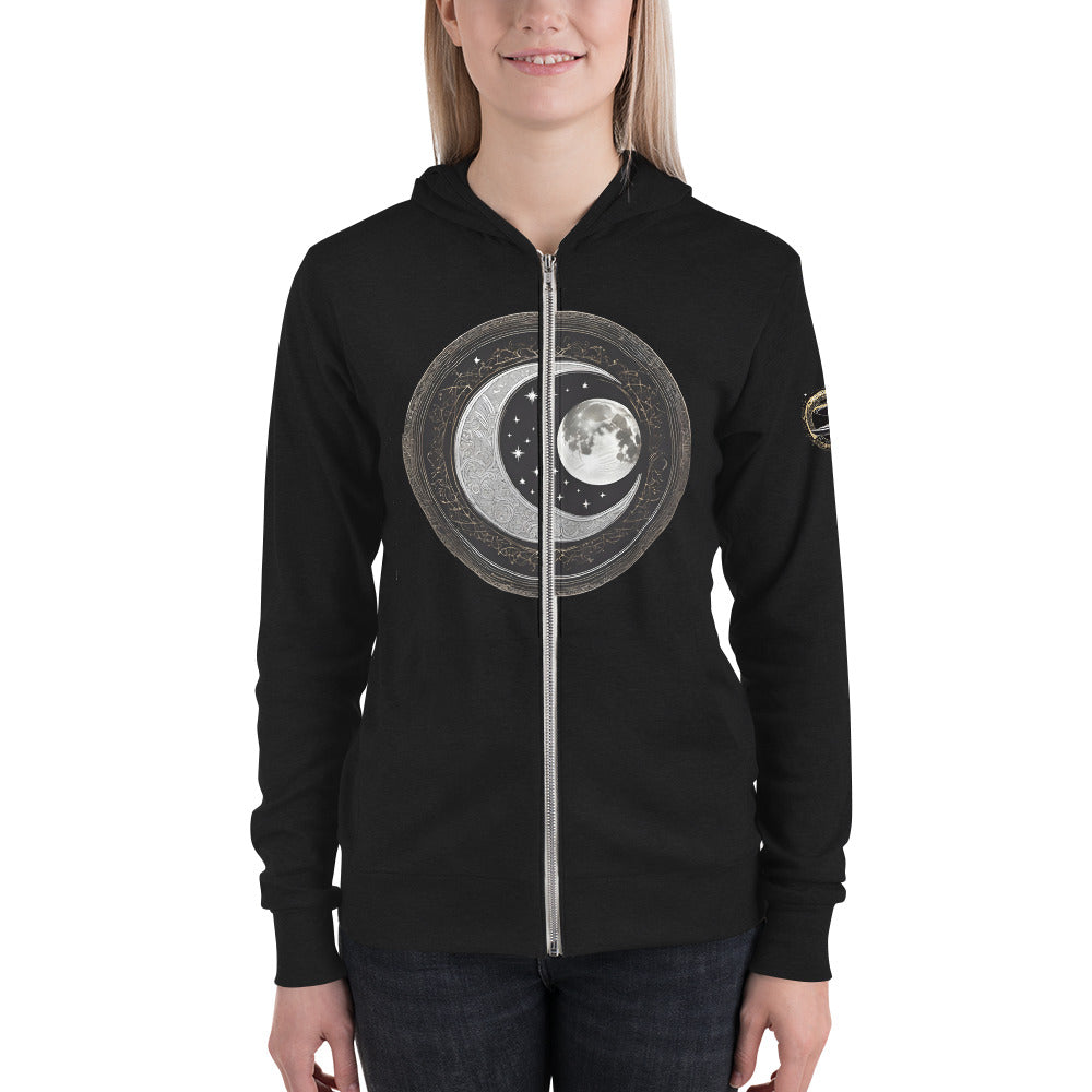 Unisex zip luna wolf hoodie